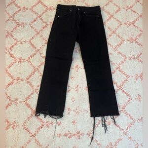 Zara Black Frayed Hem Jeans